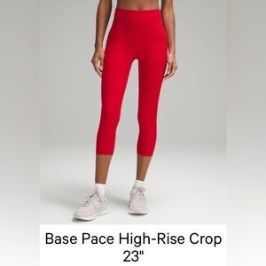 Luluemon Base Pace High-Rise Crop 23" Dark Red